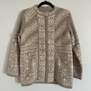 Pendleton‎ Women's Full Zip Nordic Cardigan Small 100% Lambs Wool Sweater Jacket